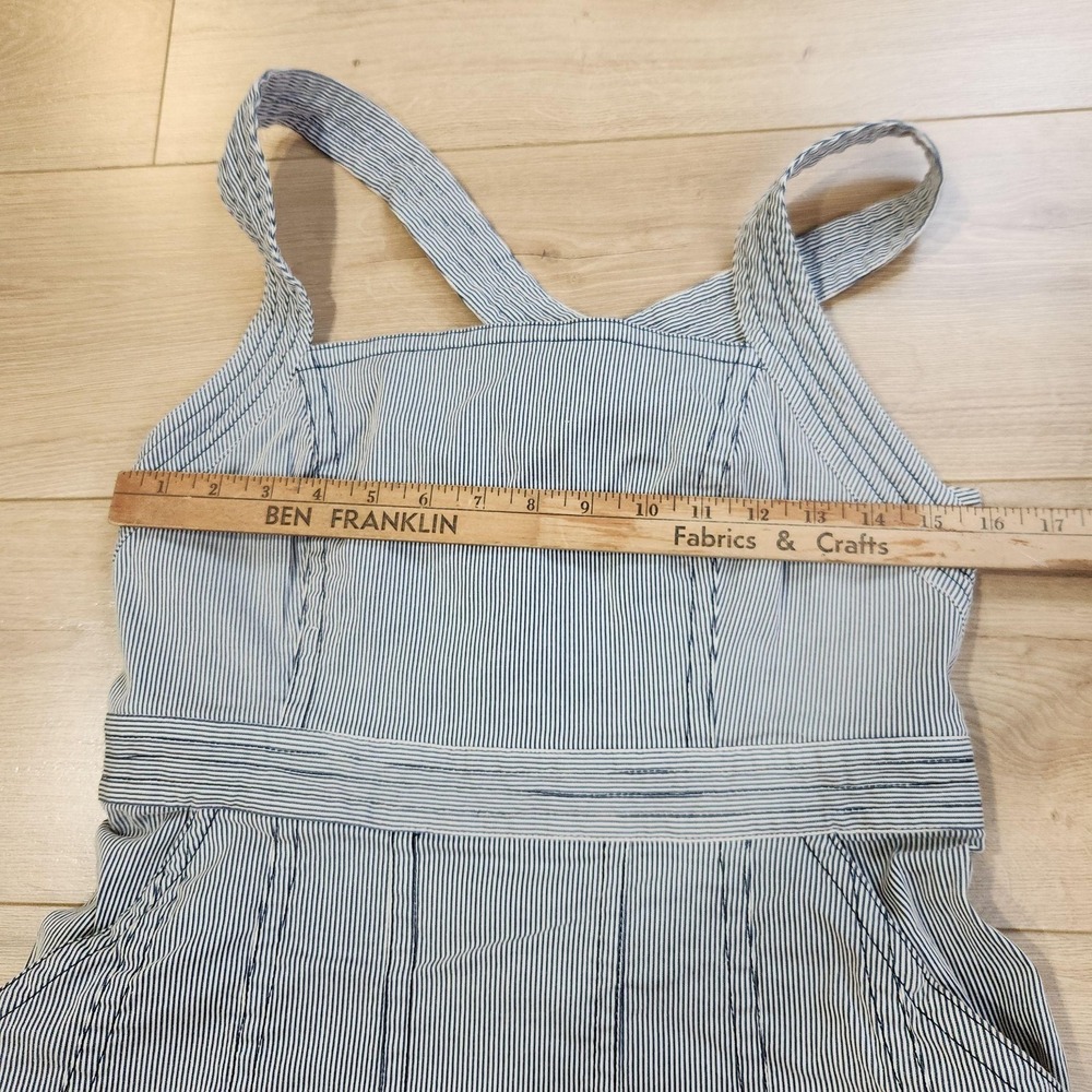 Maeve Dress Womens 10 Blue Striped Fit & Flare Sundress Pockets Anthropologie - Picture 6 of 8